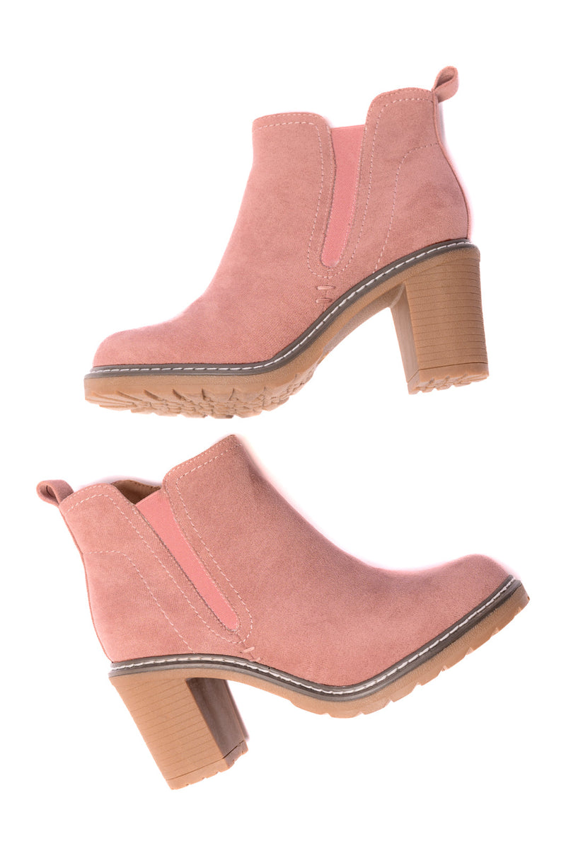 Hazel Blues® |  Bite Me Bootie in Blush Faux Suede