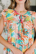 Hazel Blues® |  Bless Your Love Tiered Dress in Ivory, Orange and Mint