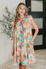 Hazel Blues® |  Bless Your Love Tiered Dress in Ivory, Orange and Mint