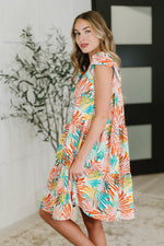 Hazel Blues® |  Bless Your Love Tiered Dress in Ivory, Orange and Mint