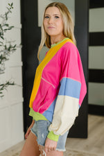 Hazel Blues® |  Blockbuster Color Block Pullover in Bright