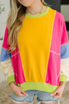 Hazel Blues® |  Blockbuster Color Block Pullover in Bright