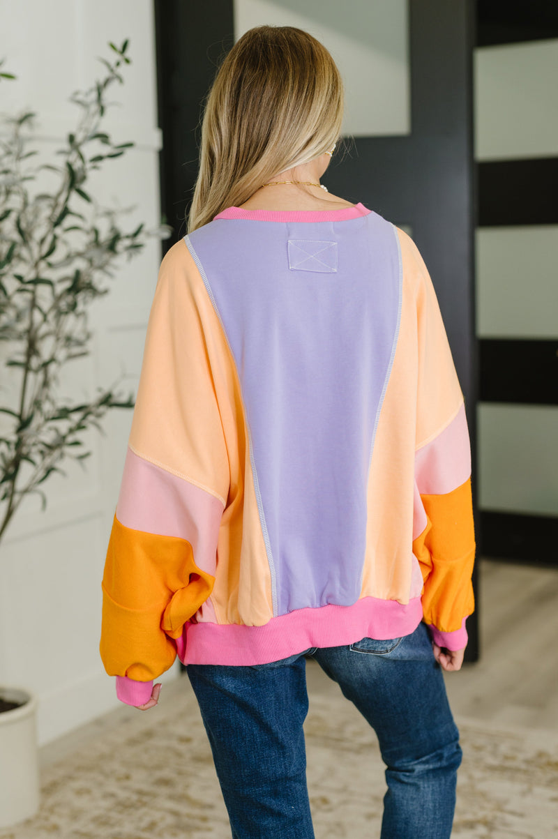 Hazel Blues® |  Blockbuster Color Block Pullover in Muted