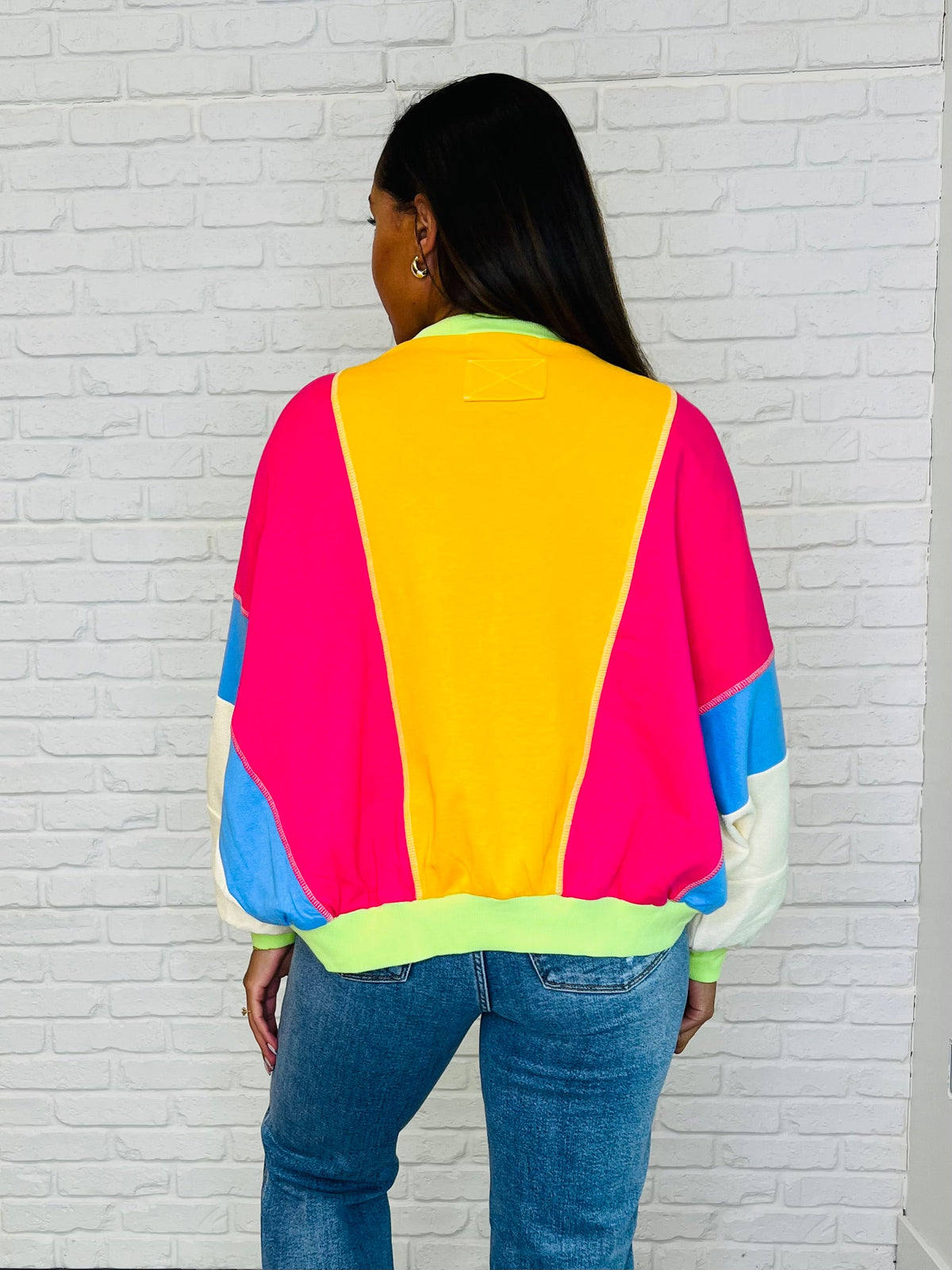 Hazel Blues® |  Blockbuster Color Block Pullover in Bright