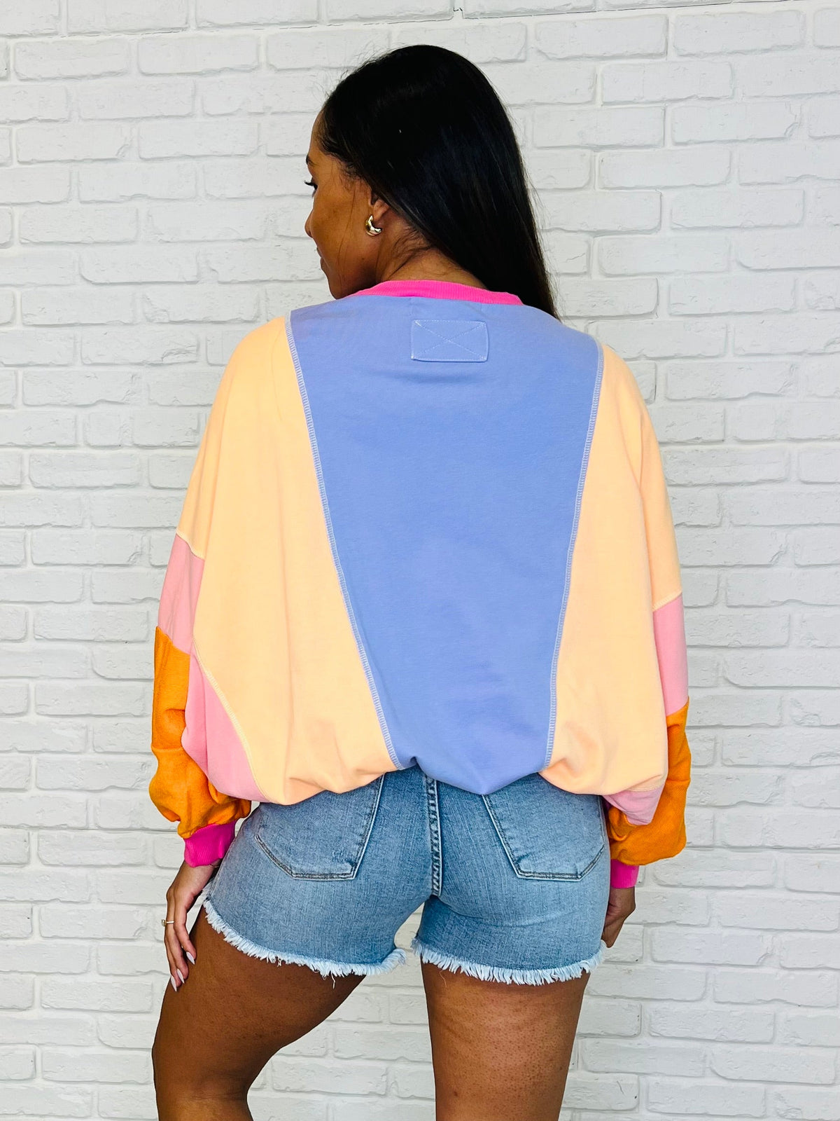 Hazel Blues® |  Blockbuster Color Block Pullover in Muted