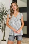 Hazel Blues® |  Bloom Service V-Neck Blouse in Ivory