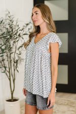 Hazel Blues® |  Bloom Service V-Neck Blouse in Ivory
