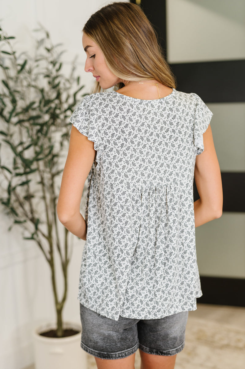Hazel Blues® |  Bloom Service V-Neck Blouse in Ivory
