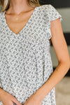Hazel Blues® |  Bloom Service V-Neck Blouse in Ivory