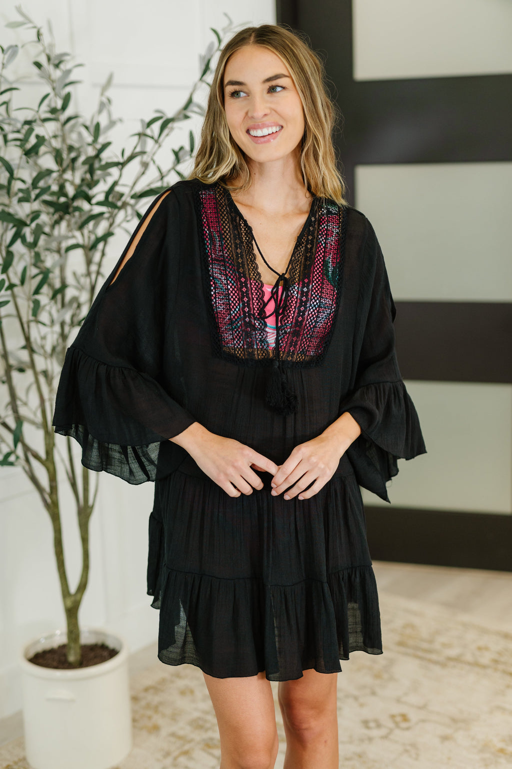 Hazel Blues® |  Boheme Bay Swim Cover Up in Black