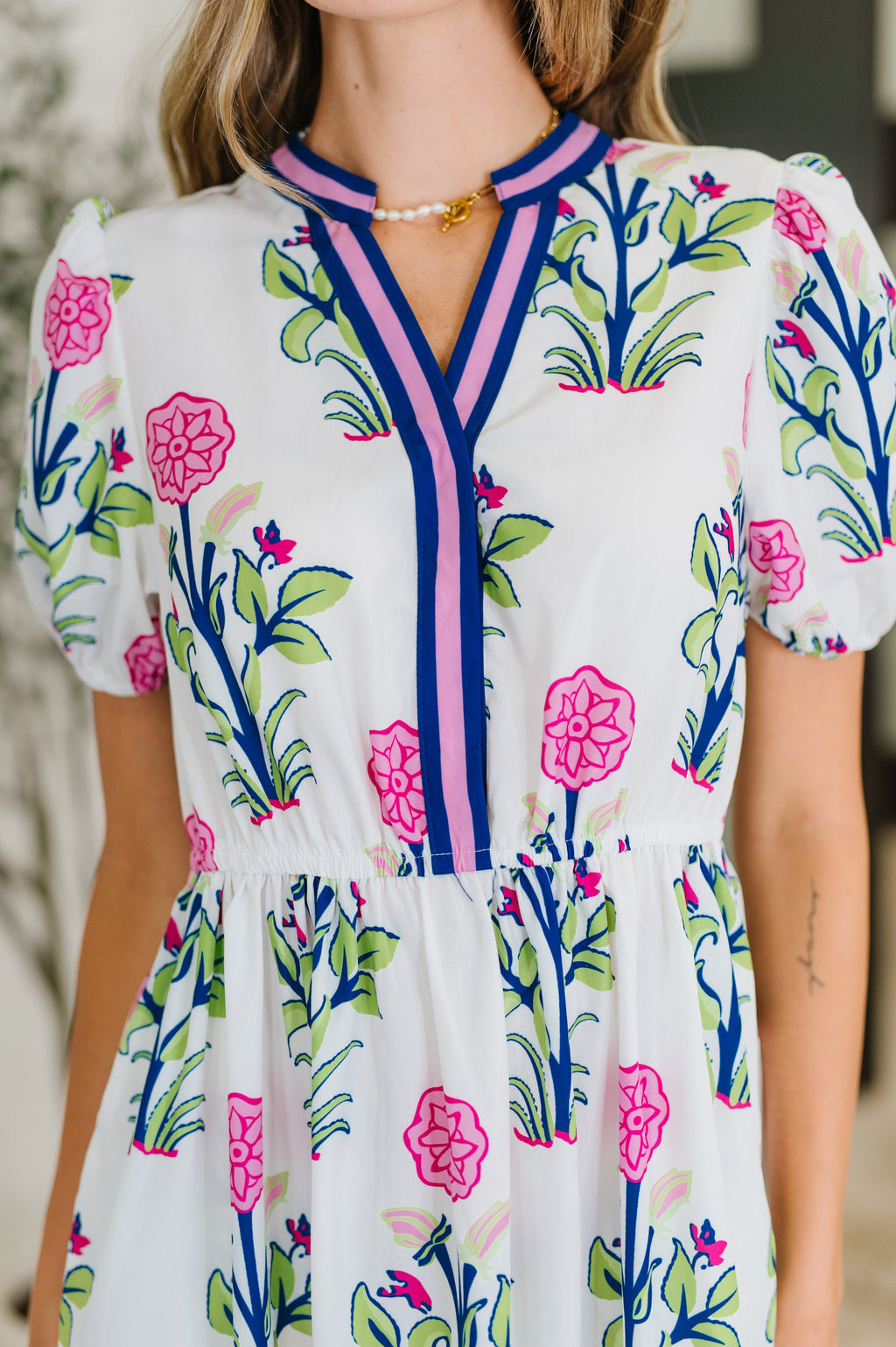 Hazel Blues® |  PREORDER: Boho V-Neck Balloon Sleeve Dress in Floral Print