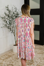 Hazel Blues® |  Boho and Behold Flutter Sleeve Dress in Blush/Fuchsia/Mint