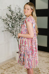 Hazel Blues® |  Boho and Behold Flutter Sleeve Dress in Blush/Fuchsia/Mint