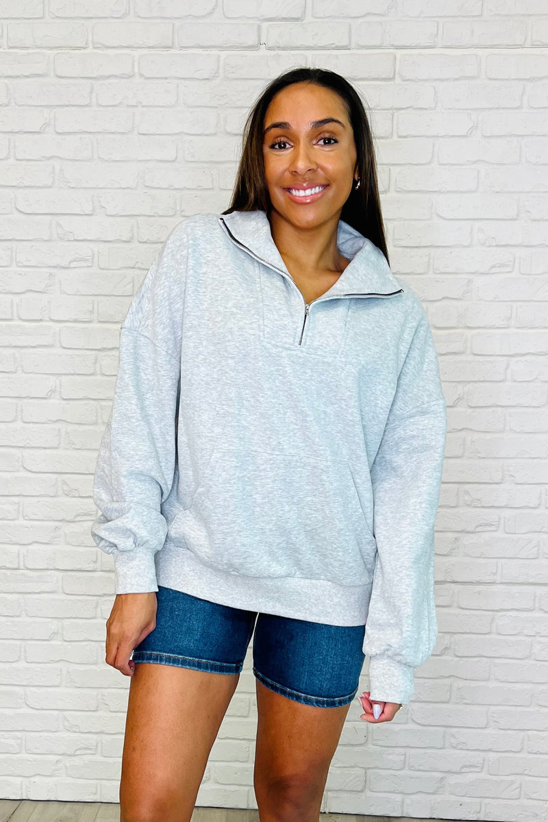 Bonbon Delight Half Zip Pullover in Grey