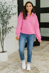 Hazel Blues® |  Bonbon Delight Half Zip Pullover in Pink