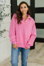Hazel Blues® |  Bonbon Delight Half Zip Pullover in Pink