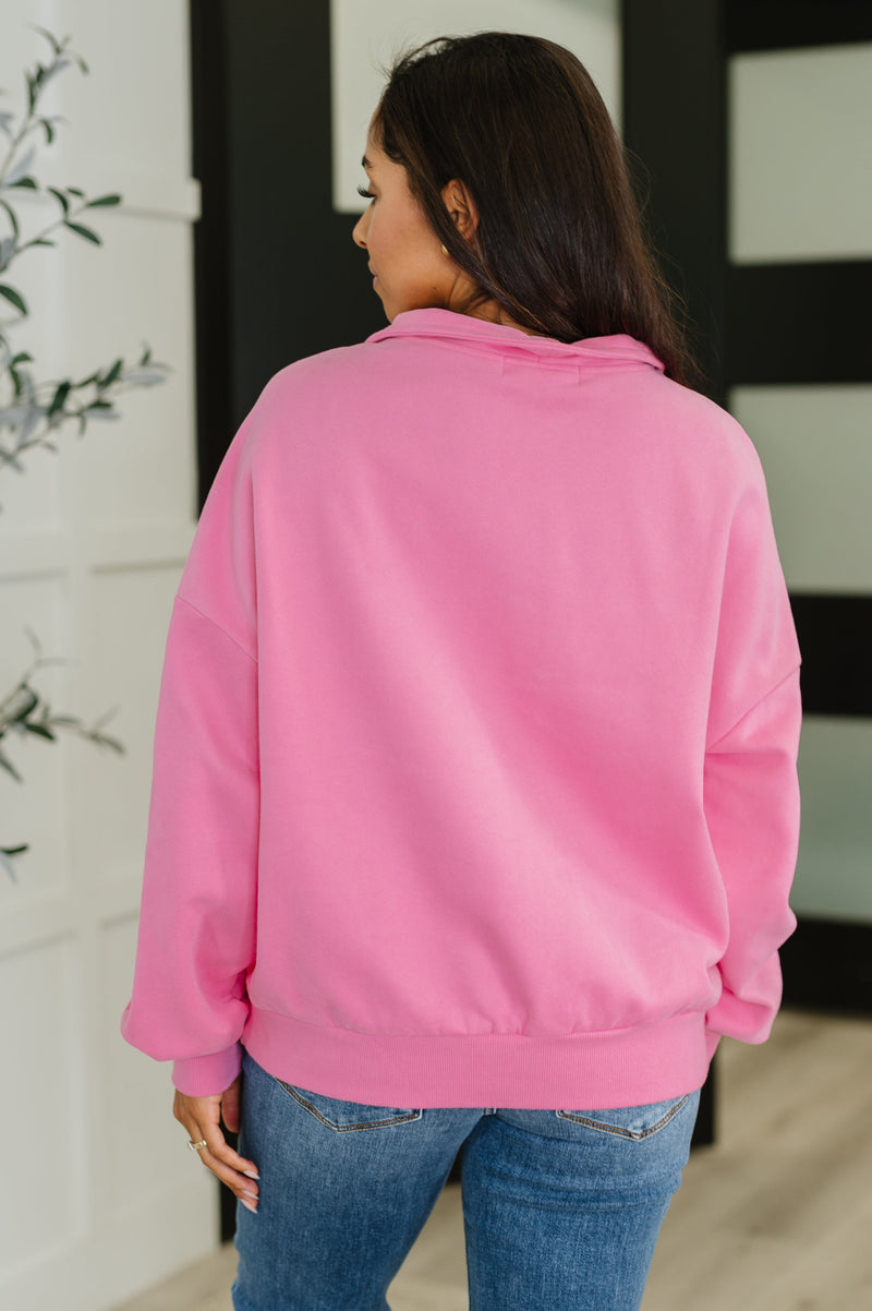 Hazel Blues® |  Bonbon Delight Half Zip Pullover in Pink