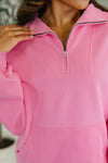 Hazel Blues® |  Bonbon Delight Half Zip Pullover in Pink