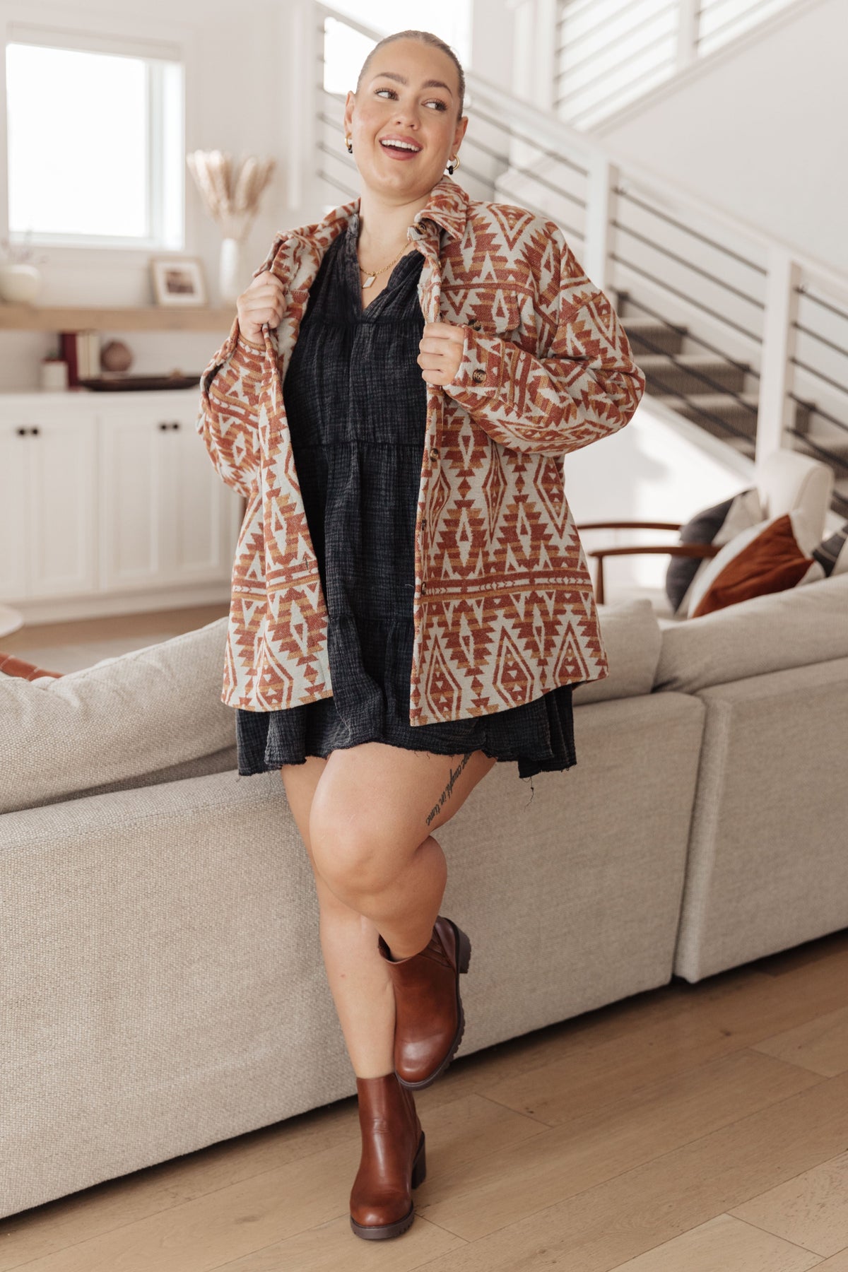 Hazel Blues® |  Gather Round Aztec Shacket