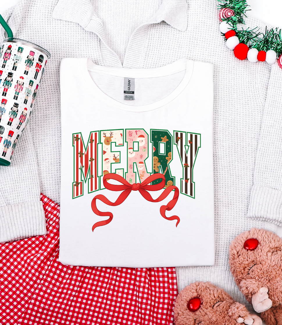Hazel Blues® |  Bow-tiful Merry Graphic Tee and Sweatshirt