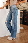 Hazel Blues® |  Bree High Rise Control Top Distressed Straight Jeans