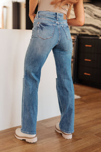 Hazel Blues® |  Bree High Rise Control Top Distressed Straight Jeans