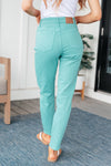 Hazel Blues® |  Bridgette High Rise Garment Dyed Slim Jeans in Aquamarine