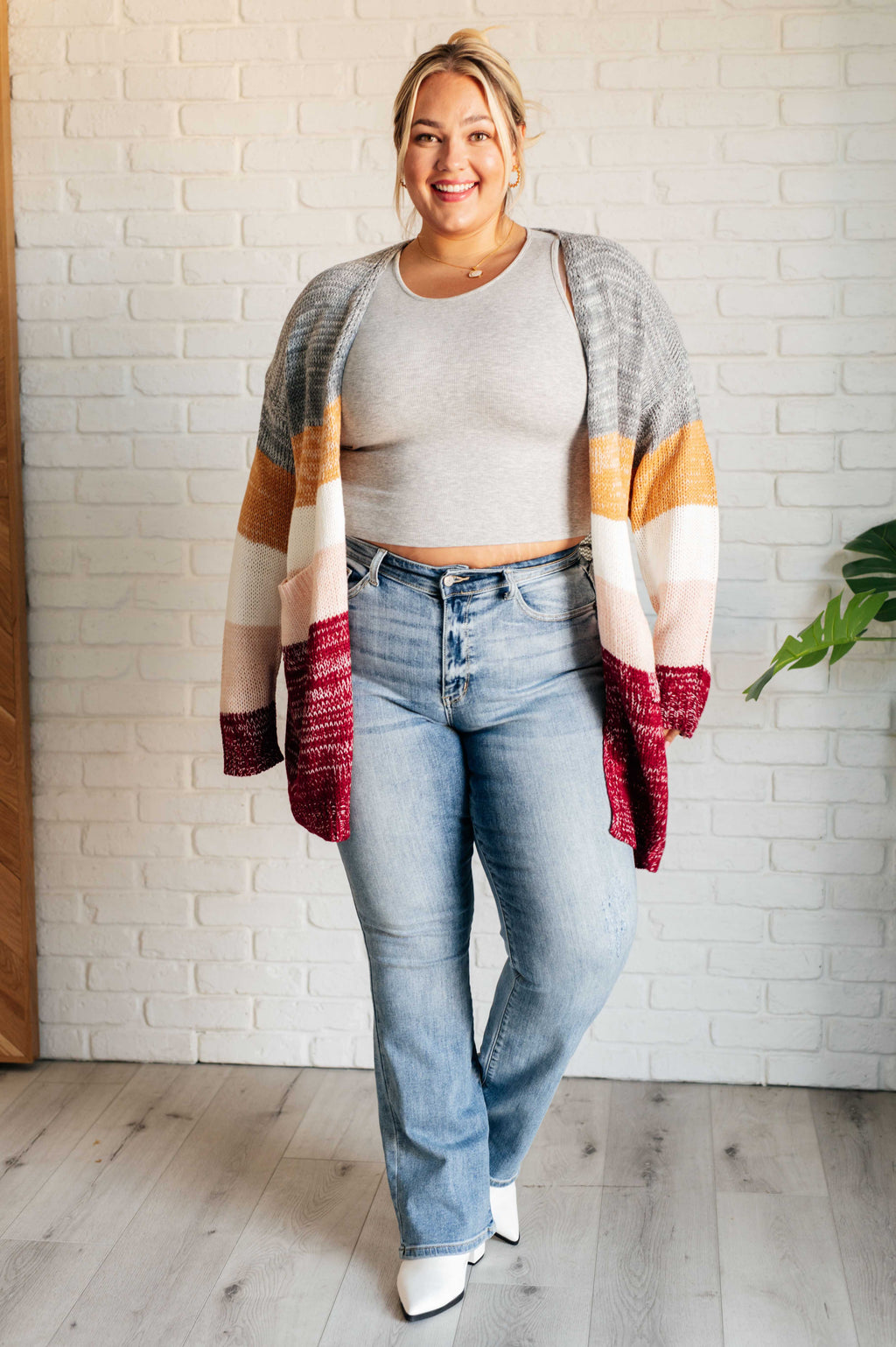 Hazel Blues® |  Bring the Warmth Color Block Cardigan