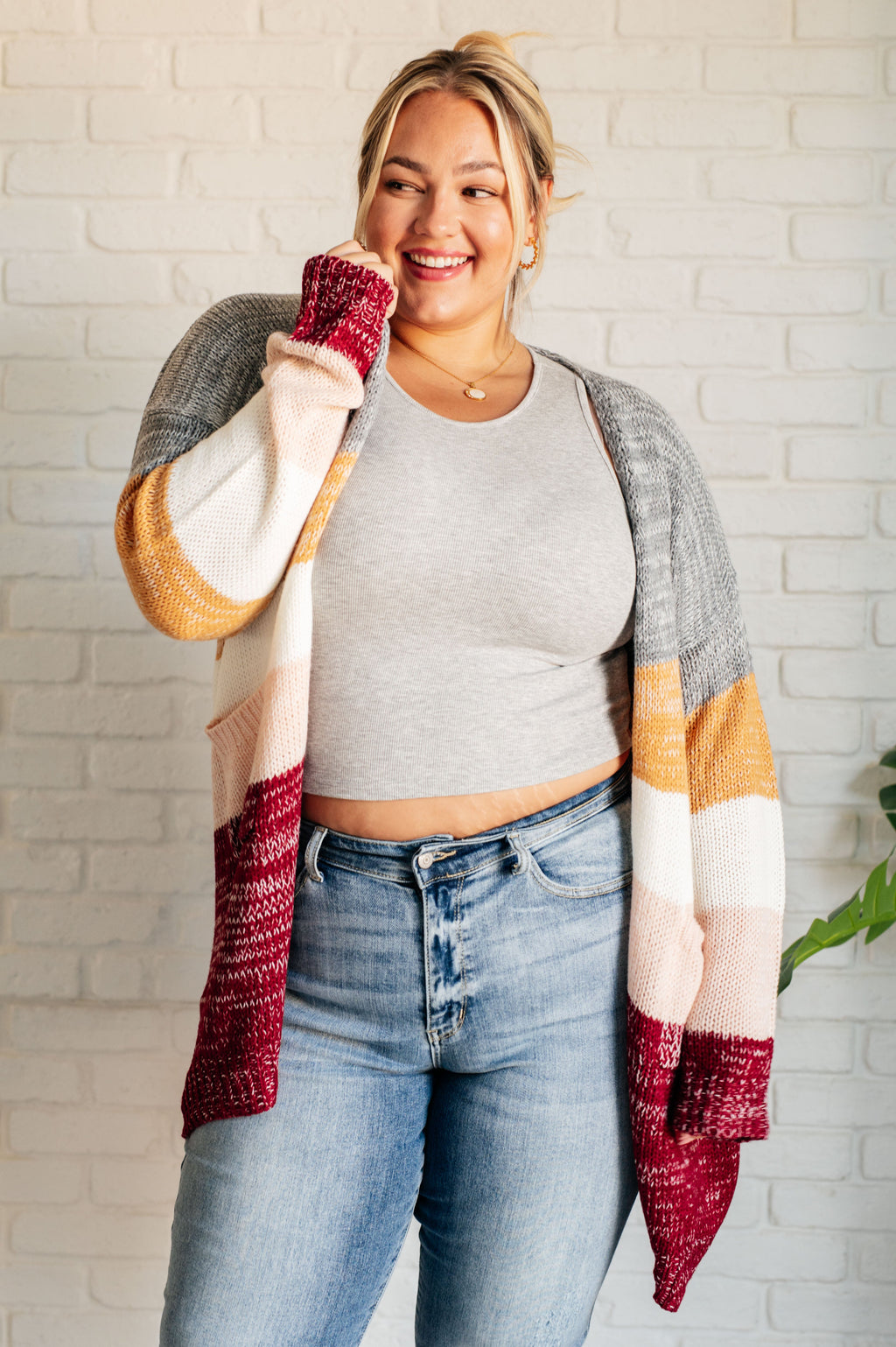 Hazel Blues® |  Bring the Warmth Color Block Cardigan
