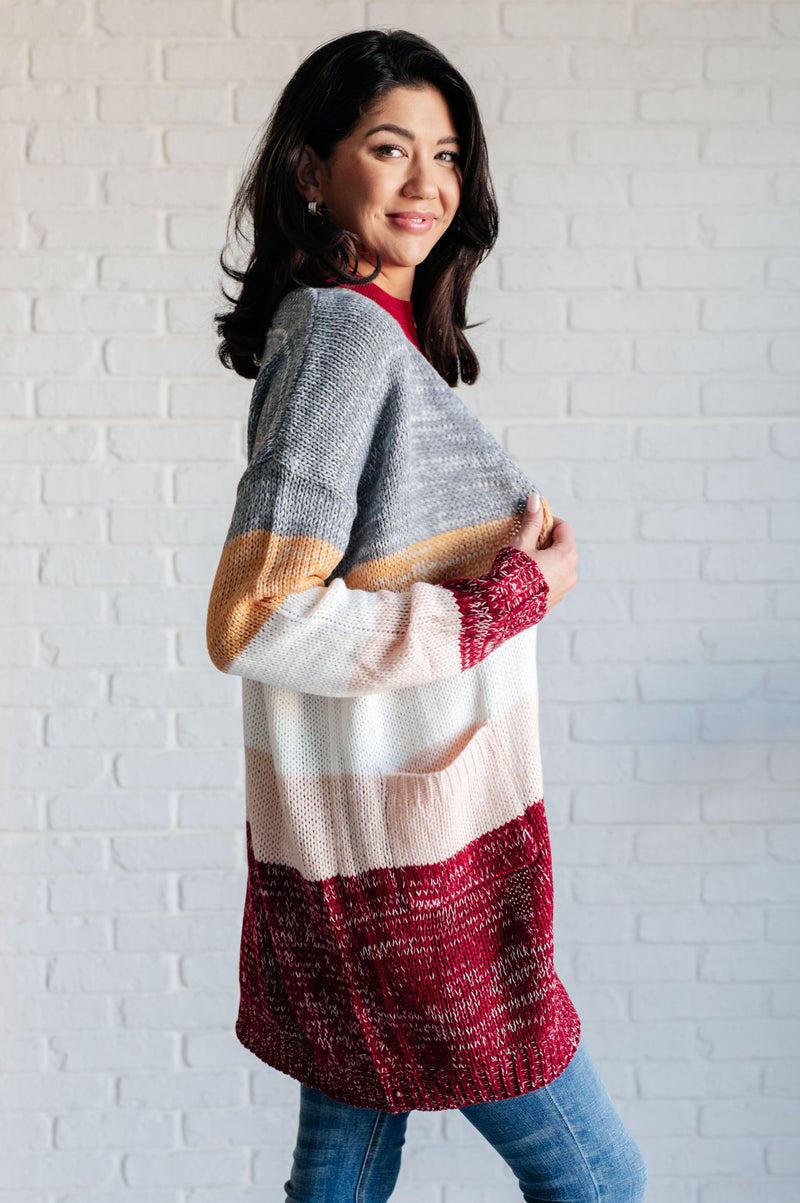 Hazel Blues® |  Bring the Warmth Color Block Cardigan