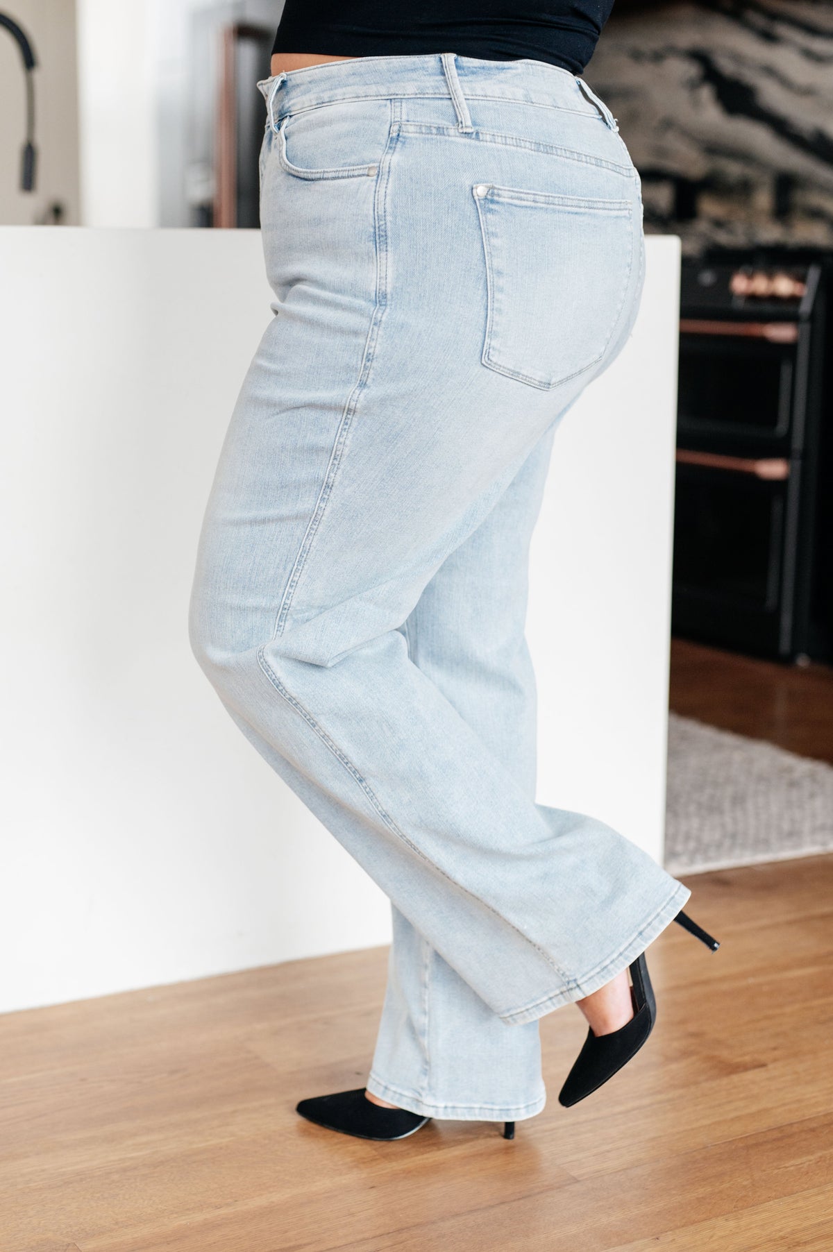 Hazel Blues® |  Brooke High Rise Control Top Vintage Wash Straight Jeans