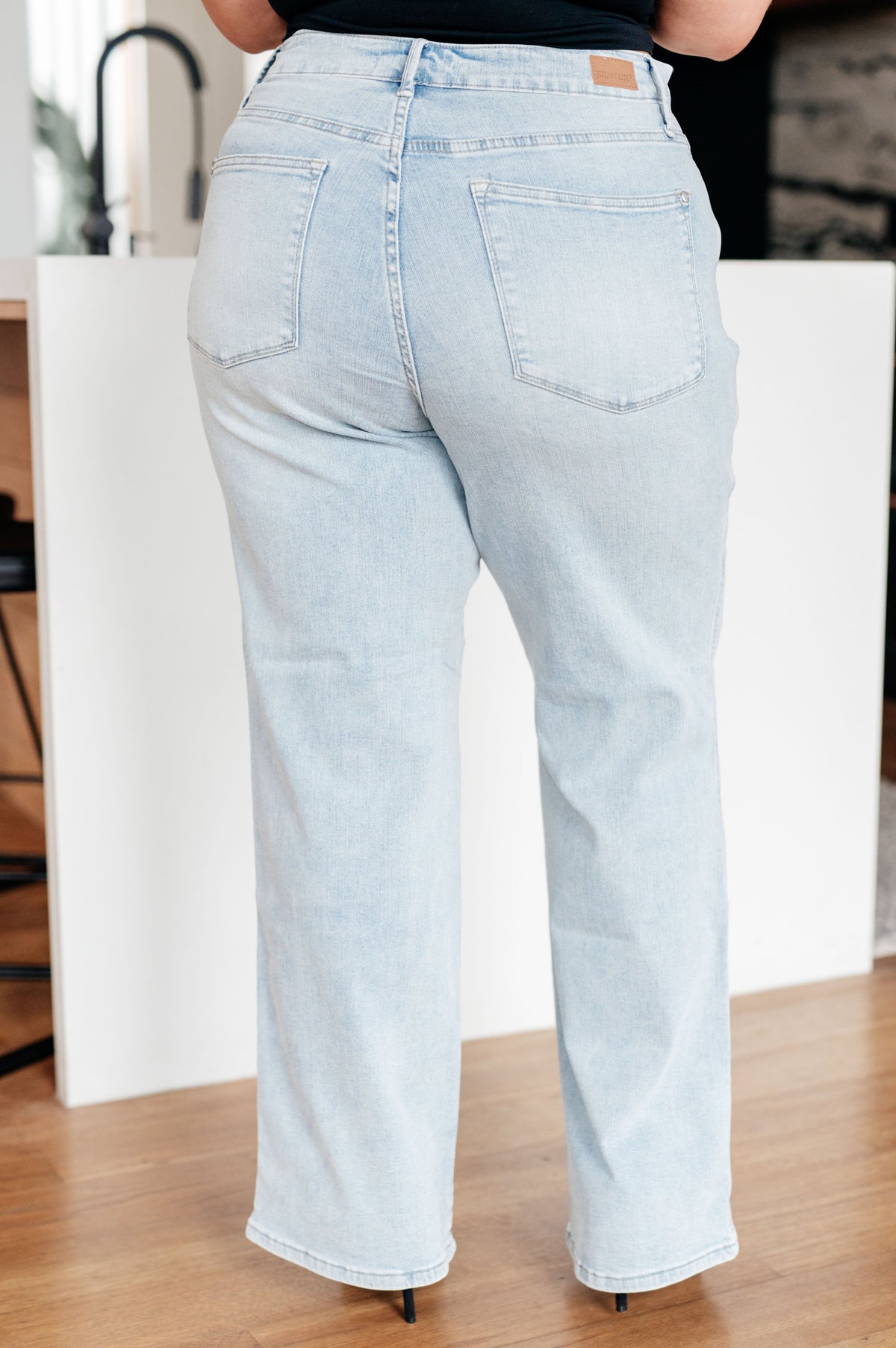 Hazel Blues® |  Brooke High Rise Control Top Vintage Wash Straight Jeans