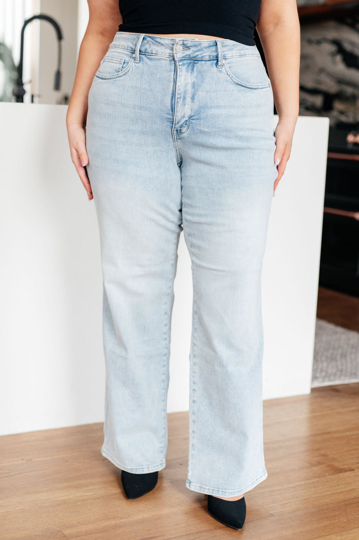 Hazel Blues® |  Brooke High Rise Control Top Vintage Wash Straight Jeans