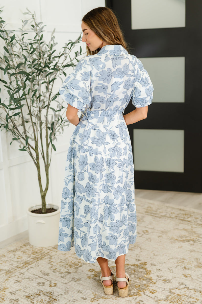 Hazel Blues® |  Budding Romance Collared Button-Down Dress