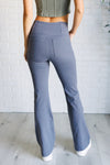 Hazel Blues® |  Building Habits Twill Flared Crossover Waist Pant in Titanium