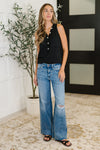 Hazel Blues® |  Buttoned Up Buttercup Sleeveless Top in Black