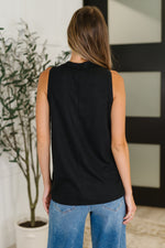 Hazel Blues® |  Buttoned Up Buttercup Sleeveless Top in Black