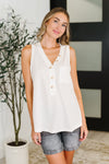 Hazel Blues® |  Buttoned Up Buttercup Sleeveless Top in Ivory