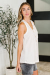Hazel Blues® |  Buttoned Up Buttercup Sleeveless Top in Ivory