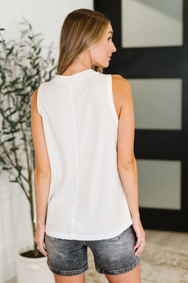 Hazel Blues® |  Buttoned Up Buttercup Sleeveless Top in Ivory