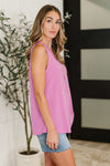 Hazel Blues® |  Buttoned Up Buttercup Sleeveless Top in Magenta Glow