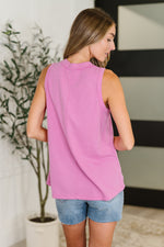 Hazel Blues® |  Buttoned Up Buttercup Sleeveless Top in Magenta Glow