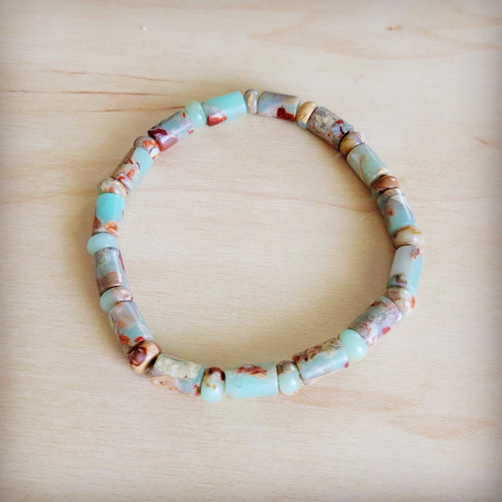 Aqua Terra Barrel-Bead Stretch Bracelet