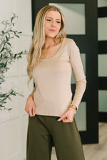 Can You Believe It Basic Long Sleeve Top In Sand