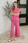 Hazel Blues® |  Can't Quit You Cropped Flair Bottoms in Magenta