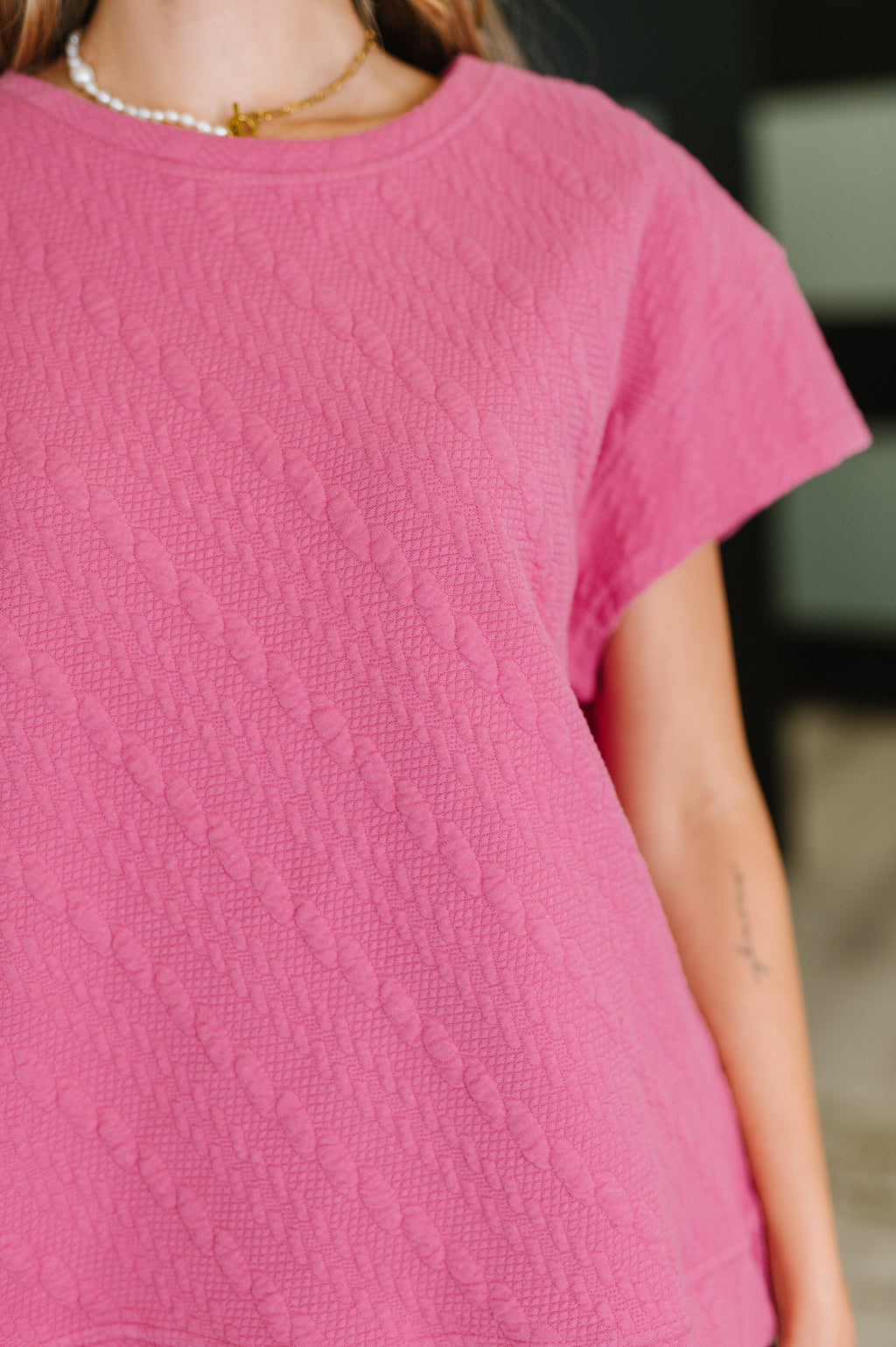 Hazel Blues® |  Can't Quit You Drop Shoulder Top in Magenta