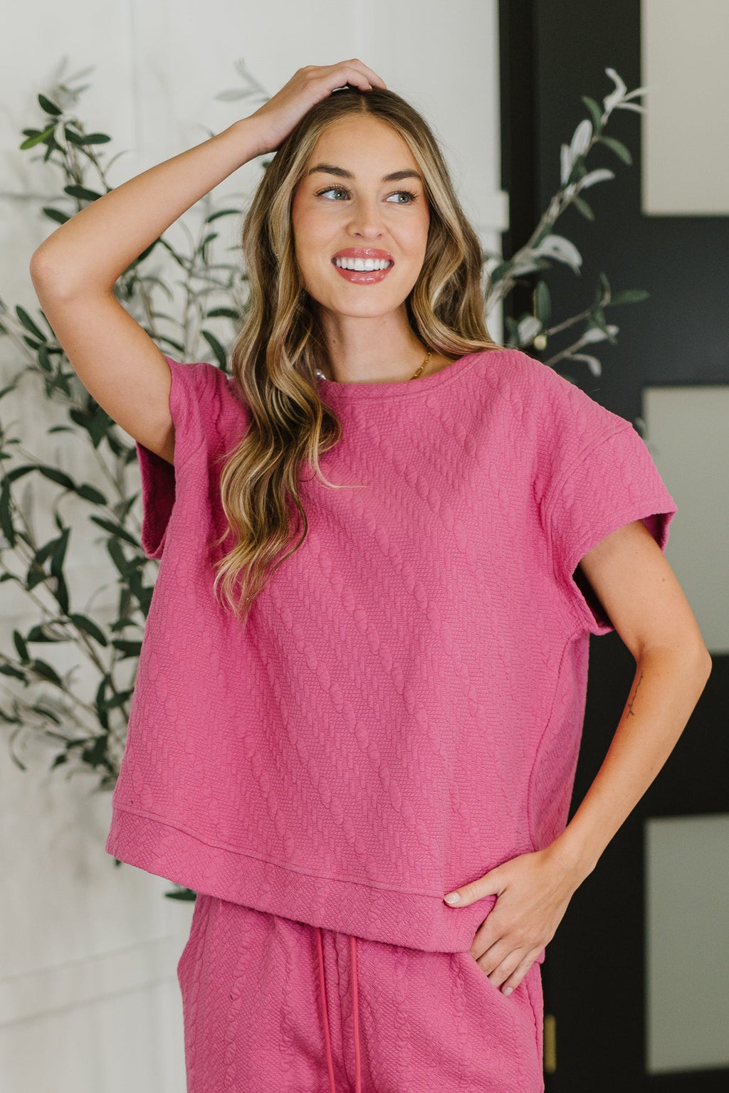 Hazel Blues® |  Can't Quit You Drop Shoulder Top in Magenta
