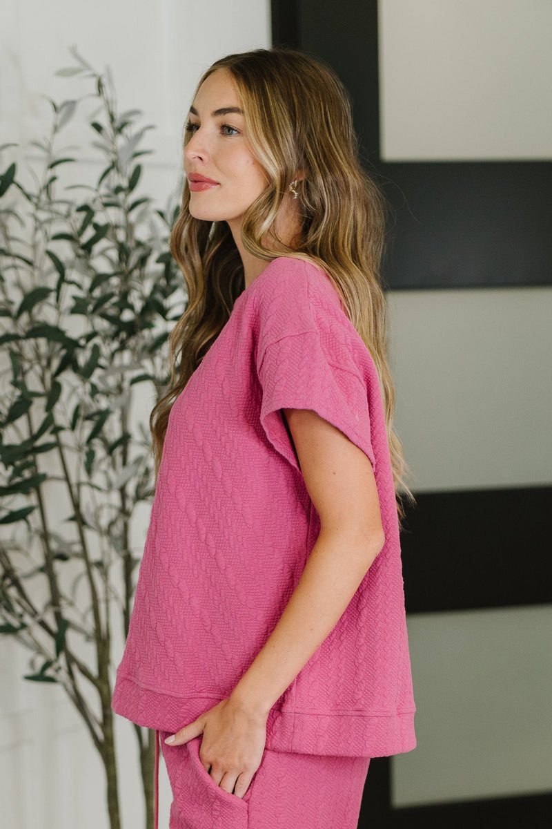 Hazel Blues® |  Can't Quit You Drop Shoulder Top in Magenta