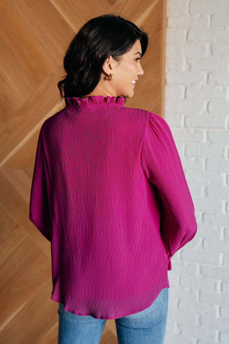 Hazel Blues® |  Candid Moment Ruffle Neckline Blouse