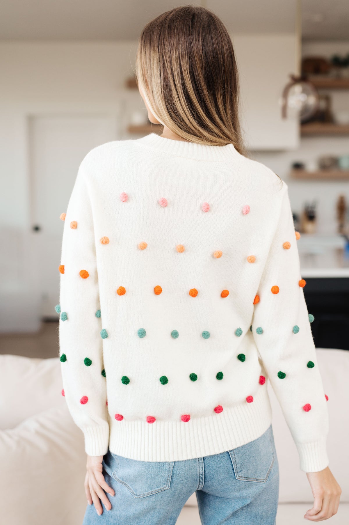 Hazel Blues® |  Candy Buttons Pom Detail Sweater